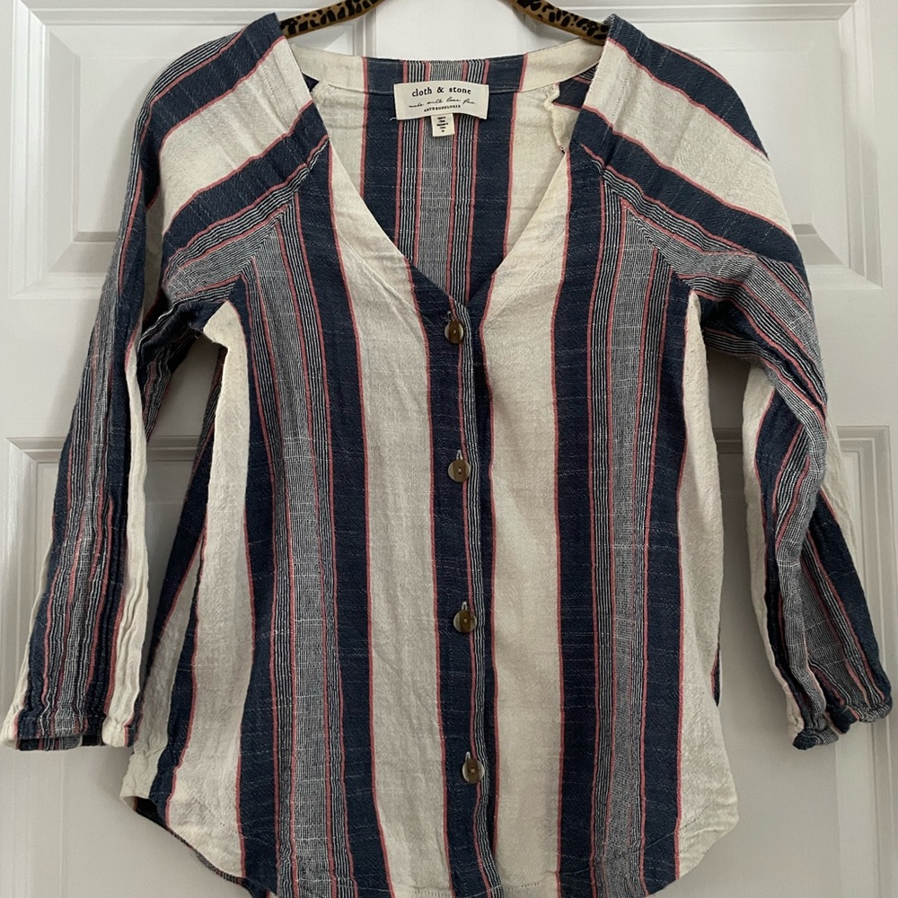 Anthropologie Clothe and Stone Linen Striped shirt